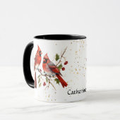 Mug Oiseaux cardinaux des baies rouges (Devant gauche)