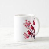 Mug Oiseaux cardinaux rouges Oiseaux de fleurs de ceri (Devant droit)