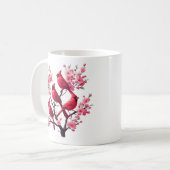 Mug Oiseaux cardinaux rouges Oiseaux de fleurs de ceri (Devant gauche)