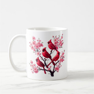 Mug Oiseaux cardinaux rouges Oiseaux de fleurs de ceri