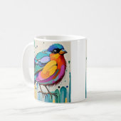 Mug Oiseaux coloré art abstrait gras géant mignon drôl (Devant gauche)