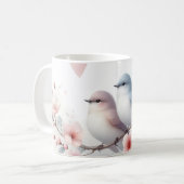 Mug Oiseaux d'amour romantiques Branche de fleurs de c (Devant gauche)
