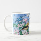 Mug Oiseaux dans la cour Geai bleu Tarin jaune (Gauche)