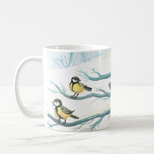 Mug Oiseaux dans la neige blanche hiver (Gauche)