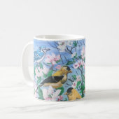 Mug Oiseaux dans le Jardin Blue Jay Yellow finch (Devant gauche)