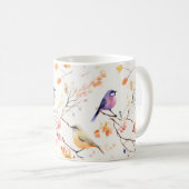 Mug Oiseaux d'aquarelle sur Motif de branche (Devant droit)