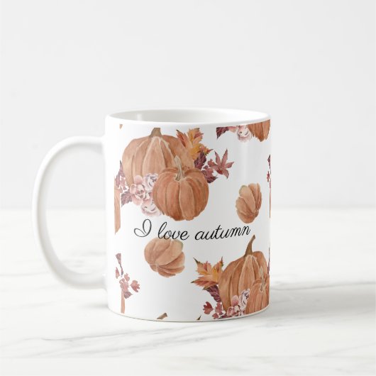Mug Oiseaux d'automne Fleurs et Feuille Aquarelle (Gauche)