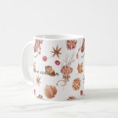 Mug Oiseaux d'automne Fleurs et Feuille Aquarelle (Devant gauche)