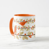 Mug Oiseaux d'automne sur des branches avec des baies  (Devant gauche)