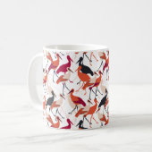 Mug Oiseaux de cigogne rouge et blanc Motif sans coutu (Devant gauche)