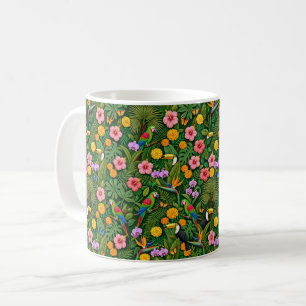 Mug Oiseaux de jungle colorés et gais Fleurs tropicale