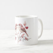 Mug Oiseaux de l'amour aux coeurs rouges (Devant droit)