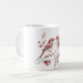 Mug Oiseaux de l'amour aux coeurs rouges (Devant gauche)