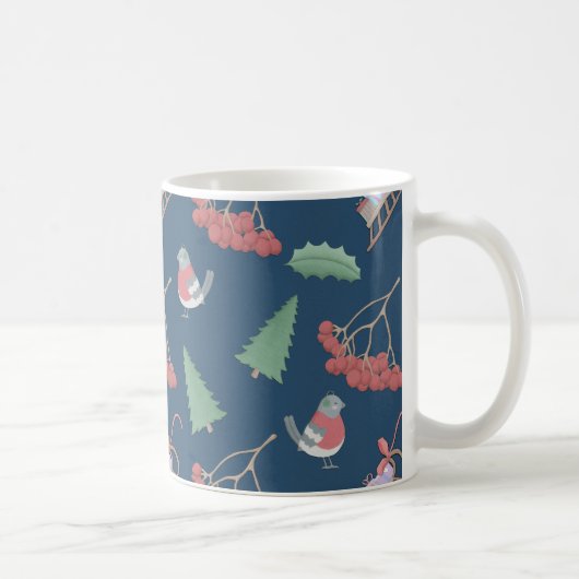 Mug Oiseaux de Noël et coudes Bleus (Droite)