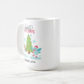 Mug Oiseaux de patinage sur glace Noël personnalisé (Devant gauche)
