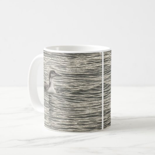 Mug Oiseaux de plongée d'hiver Lacs d'eau Boug de café (Devant gauche)