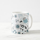 Mug Oiseaux de poulet Fleurs gris bleu mignonnes Berri (Devant droit)