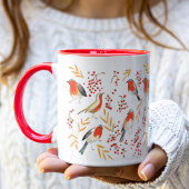 Mug Oiseaux de Robin et baies Noël