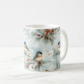 Mug Oiseaux d'hiver Motif avec Pinecones et neige (Devant droit)