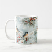 Mug Oiseaux d'hiver Motif avec Pinecones et neige (Gauche)