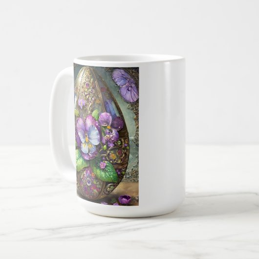 Mug Oiseaux en fleurs Pied violets Fleur sauvage Oeuf (Devant gauche)