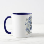 Mug Oiseaux esthétiques enchevêtrés TWArt gris 12 bleu (Gauche)