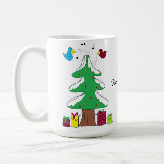 Mug Oiseaux et Arbre Premier Noël de Bébé (Gauche)