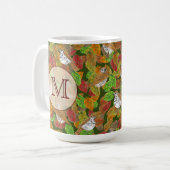 Mug Oiseaux et feuilles d'automne monogramme initial p (Devant gauche)