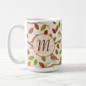 Mug Oiseaux et feuilles d'automne monogramme initial p (Gauche)