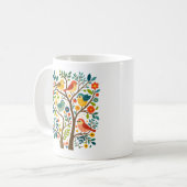 Mug Oiseaux et fleurs Art populaire scandinave (Devant gauche)