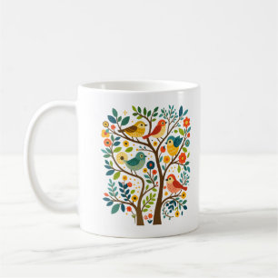 Mug Oiseaux et fleurs Art populaire scandinave