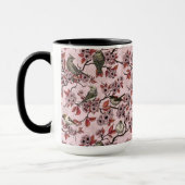 Mug Oiseaux et fleurs de cerisier sur fond rose (Gauche)