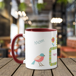 Mug Oiseaux et fleurs Maman personnalisée