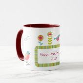 Mug Oiseaux et fleurs Maman personnalisée (Devant gauche)