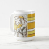Mug Oiseaux et fleurs - Oiseaux jaunes et rayures (Devant gauche)
