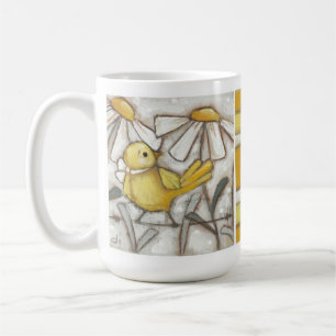 Mug Oiseaux et fleurs - Oiseaux jaunes et rayures