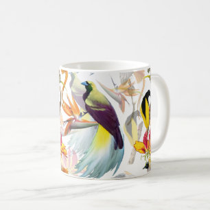 Mug Oiseaux exotiques du Paradis et fleurs Aquarelle