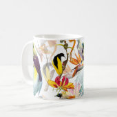Mug Oiseaux exotiques du Paradis et fleurs Aquarelle (Devant gauche)