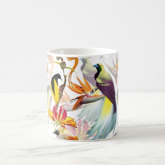 Mug Oiseaux exotiques du Paradis et fleurs Aquarelle (Centre)