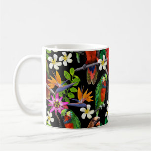 Mug oiseaux exotiques et belles fleurs