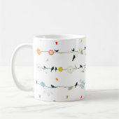 Mug Oiseaux féminins sur un fil et des fleurs (Gauche)