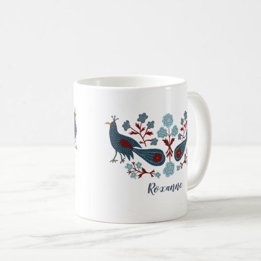 Mug Oiseaux Fleurs Boho Design CUSTOMISÉ (Devant droit)