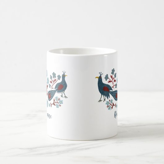Mug Oiseaux Fleurs Boho Design CUSTOMISÉ (Centre)