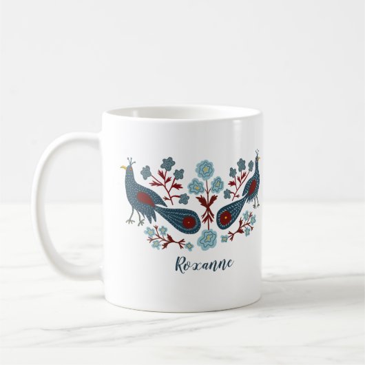 Mug Oiseaux Fleurs Boho Design CUSTOMISÉ (Gauche)