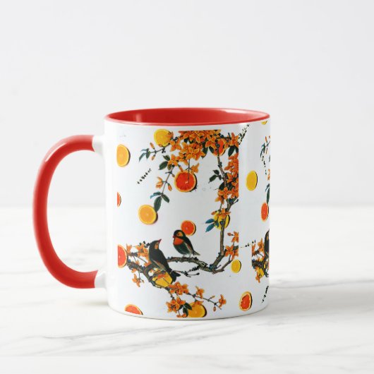 MUG OISEAUX FLEURS ET PEINTURE FRUITIÈRE MODERNE COMBO (Gauche)