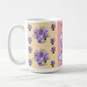 Mug oiseaux floraux Budgie bleu rose peint à la ma (Gauche)