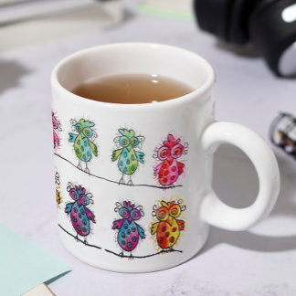 Mug (Oiseaux lunaires colorés 01)