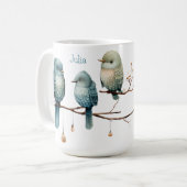 Mug Oiseaux lunaires sur Branches Élégance intemporell (Devant gauche)