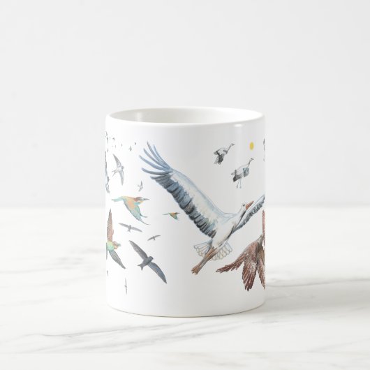 Mug Oiseaux migrateurs traçant leurs vols Illustration (Centre)