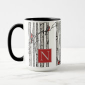 Mug Oiseaux monogrammes et oiseaux cardinaux rouges (Gauche)